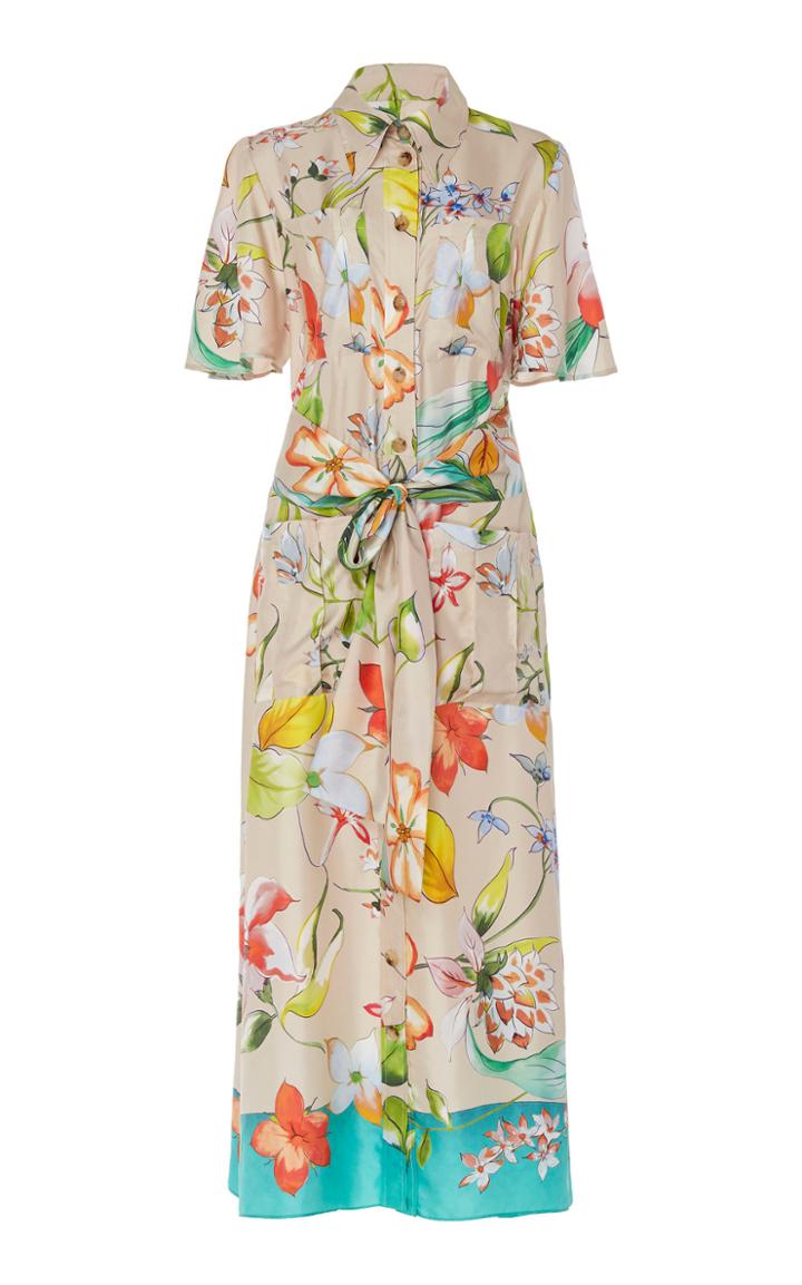 Carolina Herrera Belted Short-sleeve Shirt Dress