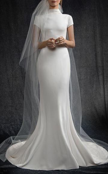 Elizabeth Kennedy Bridal High Neck Cap Sleeve Gown