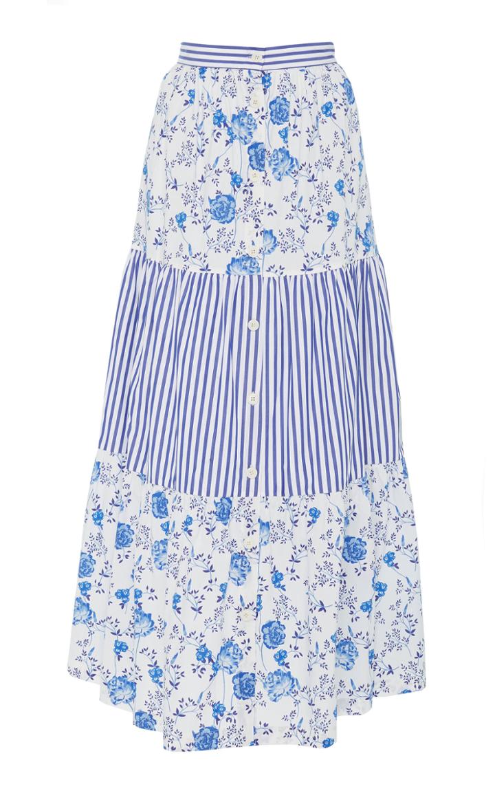 Mds Stripes M'o Exclusive Tiered Cotton Maxi Skirt