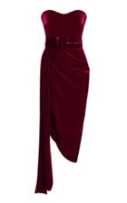 Rasario Silk-blend Velvet Draped Midi Dress