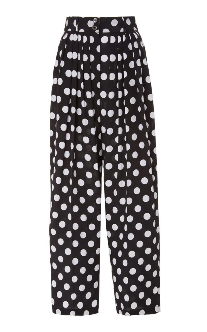 Michael Kors Collection Polka-dot Pleated Silk Wide-leg Pants