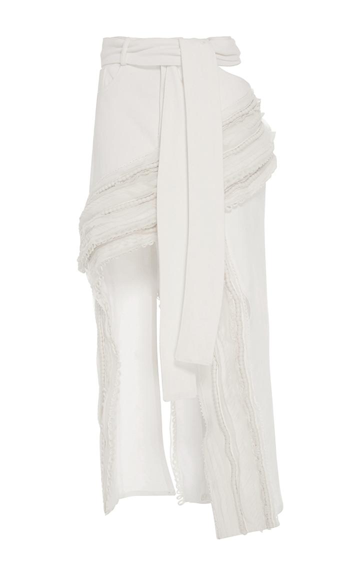 Jonathan Simkhai Tier Embellished Denim Skirt