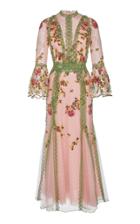 Costarellos Floral-embroidered Tulle Midi Dress