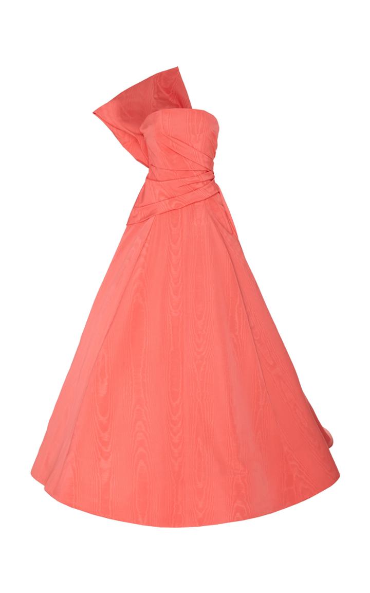 Oscar De La Renta Bow-accented Faille Strapless Gown