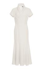 Hensely White Trumpet Hem Crepe Dress
