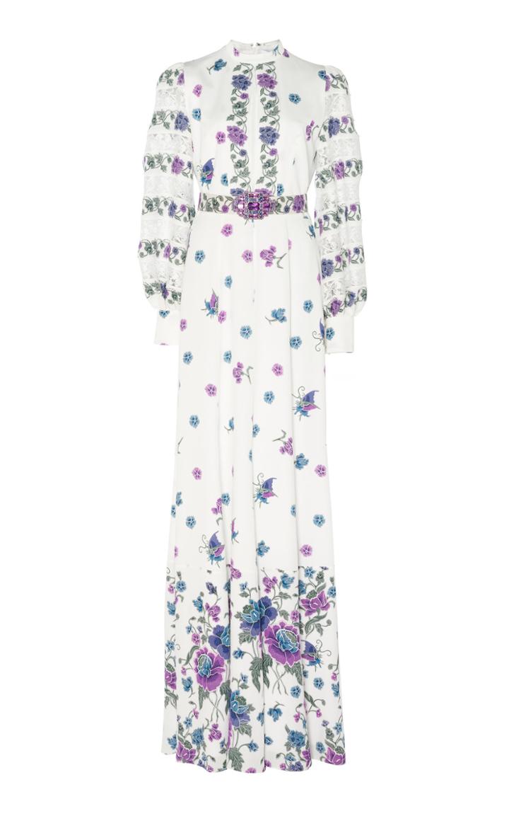 Andrew Gn Silk Long Sleeve Maxi Dress