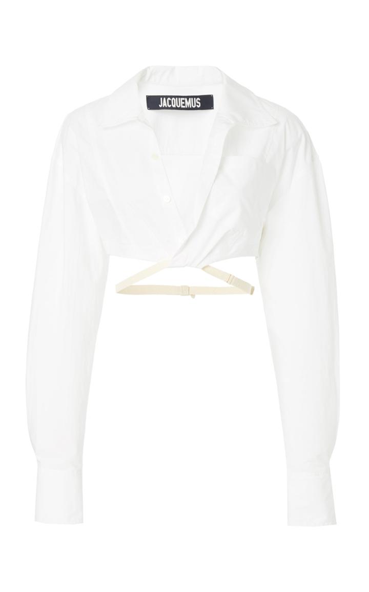 Moda Operandi Jacquemus Laurier Tie-detailed Cotton Cropped Shirt