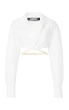 Moda Operandi Jacquemus Laurier Tie-detailed Cotton Cropped Shirt