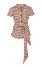 Brock Collection Picasso Frayed Belted Tweed Jacket Size: 0