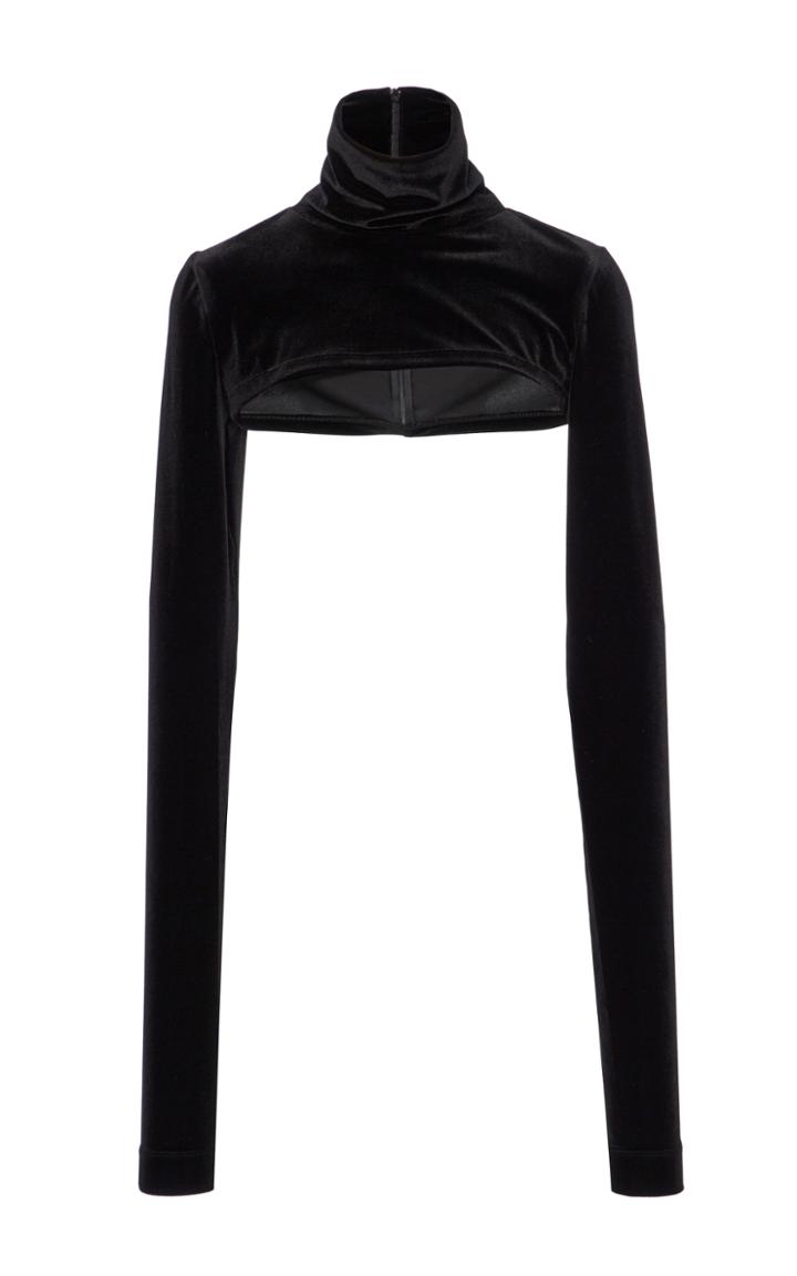 Christian Siriano Velvet Long Sleeve Shell Top