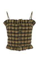 Ganni Charron Checked Cotton-blend Top