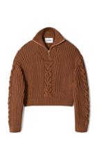 Moda Operandi Nanushka Eria Cable-knit Cotton-blend Cropped Sweater