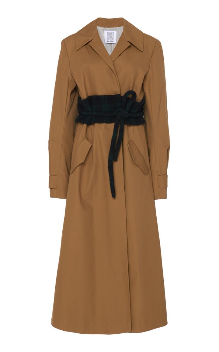 Rosie Assoulin Plaid Cotton-gabardine Obi Trench Coat