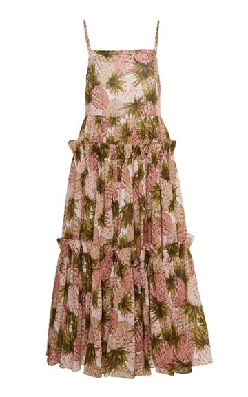 Cara Cara Harbour Island Printed Cotton-voile Midi Dress