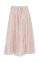 Red Valentino Embroidered Pleated Tulle Midi Skirt