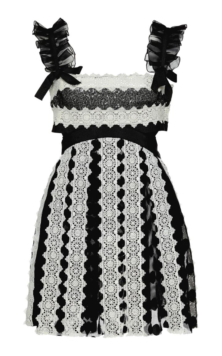 Moda Operandi Giambattista Valli Embroidered Cutout Lace Mini Dress Size: 40