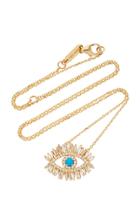 Suzanne Kalan 18k Yellow Gold And White Diamond Evil Eye Necklace