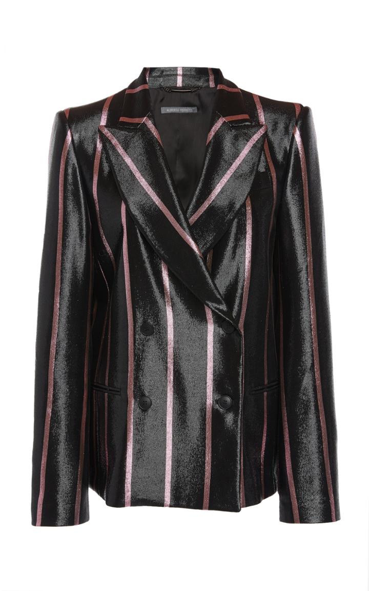Alberta Ferretti Striped Silk Blend Blazer