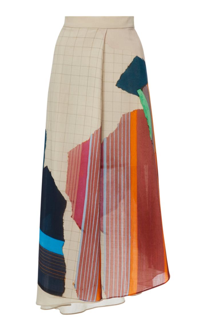 Akris Wool Georgette Print Skirt