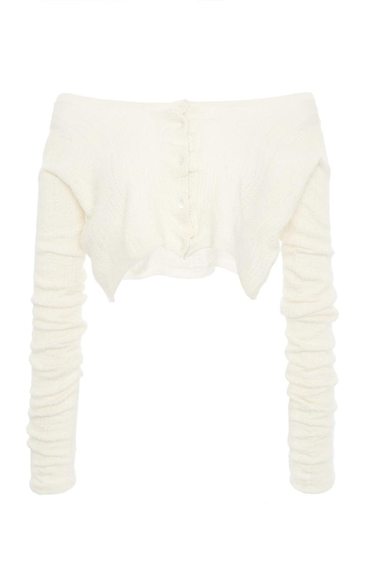 Moda Operandi Miu Miu Off-the-shoulder Ribbed-knit Top Size: 36