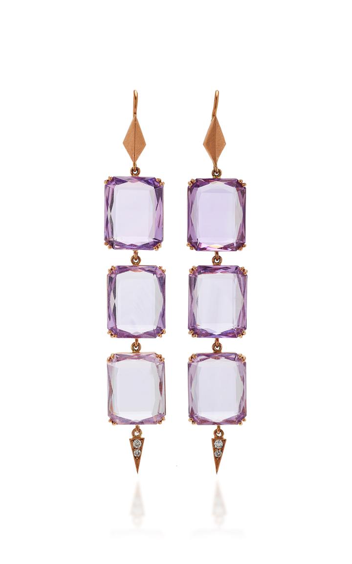 Sylva & Cie 14k Rose Gold, Amethyst And Diamond Drop Earrings