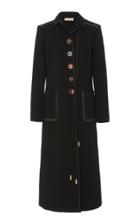 Tory Burch Contrast-stitched Collared Crepe Coat