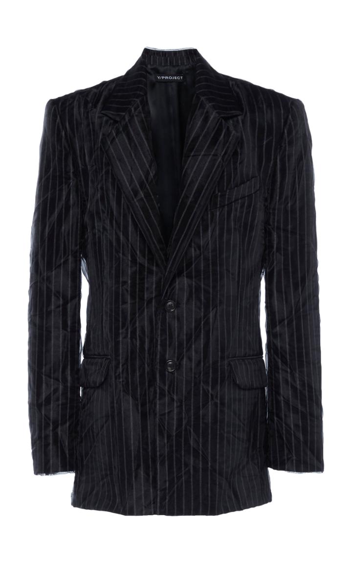 Moda Operandi Y/project Pinstriped Organza Single-breasted Blazer Size: 34