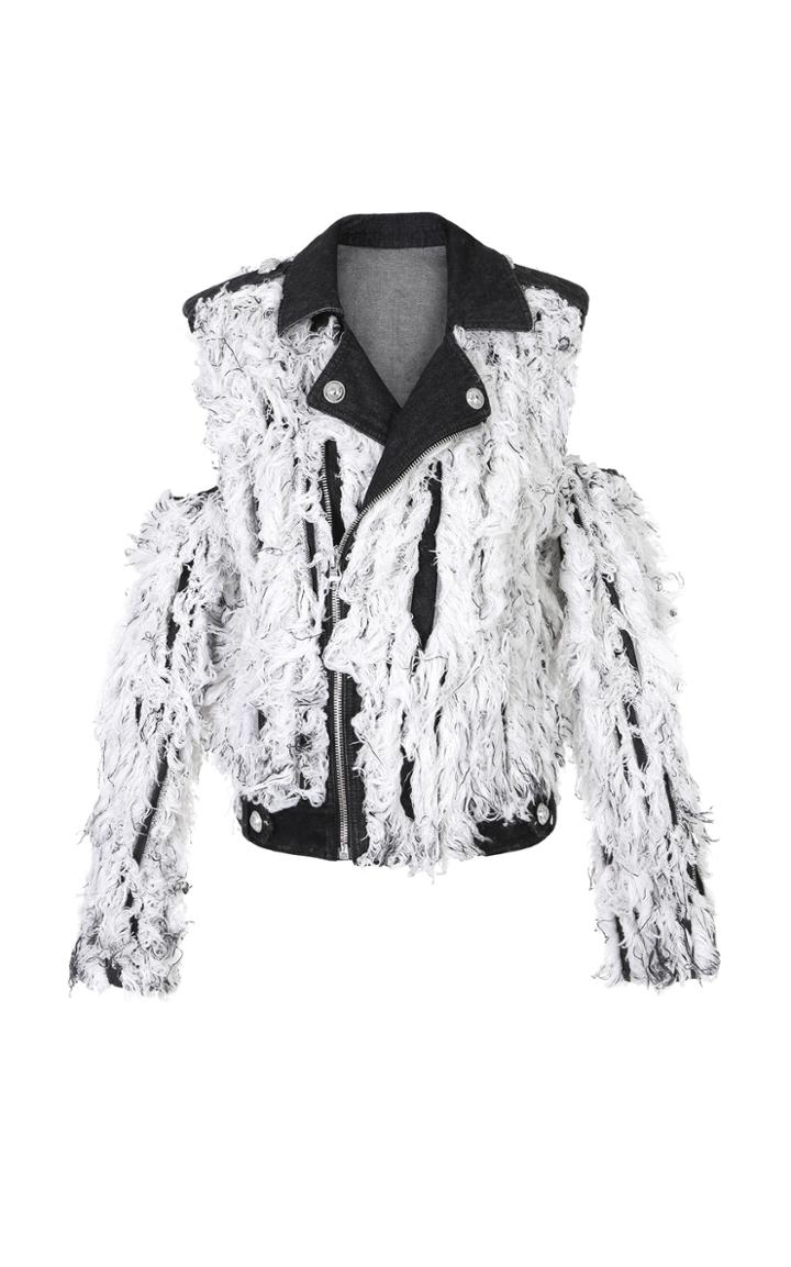 Balmain Perfecto Cutout Fuzzy Cotton-blend Jacket