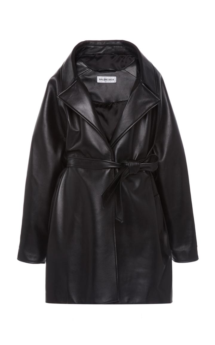 Balenciaga Oversized Leather Wrap Jacket