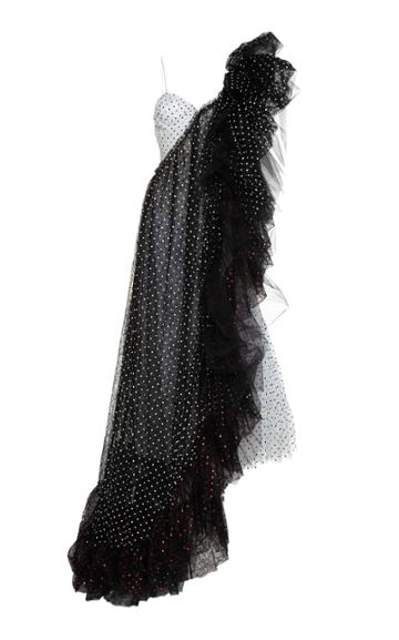 Moda Operandi Anas Jourden Asymetrical Ruffled Polka-dot Midi Dress Size: 40