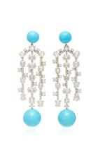 Irene Neuwirth One-of-a-kind 18k White Gold Earrings Set With Kingman Turquoise Spheres And Diamonds