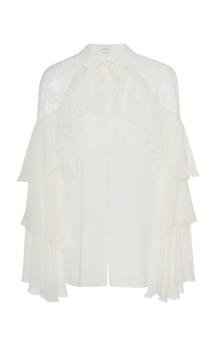 Giambattista Valli Ruffle Cold Shoulder Top