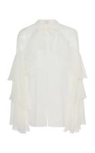 Giambattista Valli Ruffle Cold Shoulder Top