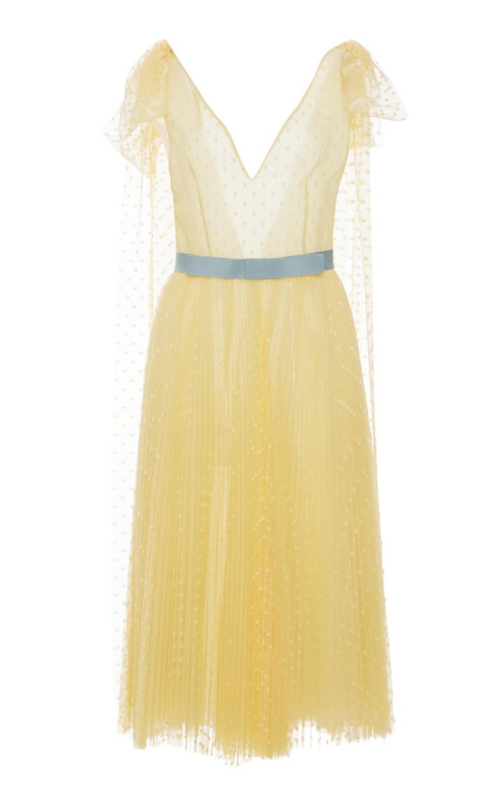 Luisa Beccaria Tulle Pois Plisse Midi Dress