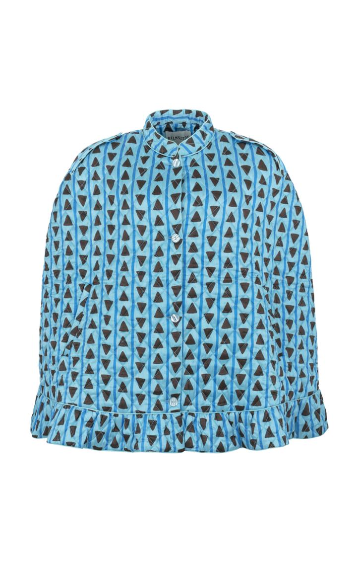 Moda Operandi Helmstedt Ruffled Quilted Silk Satin Poncho