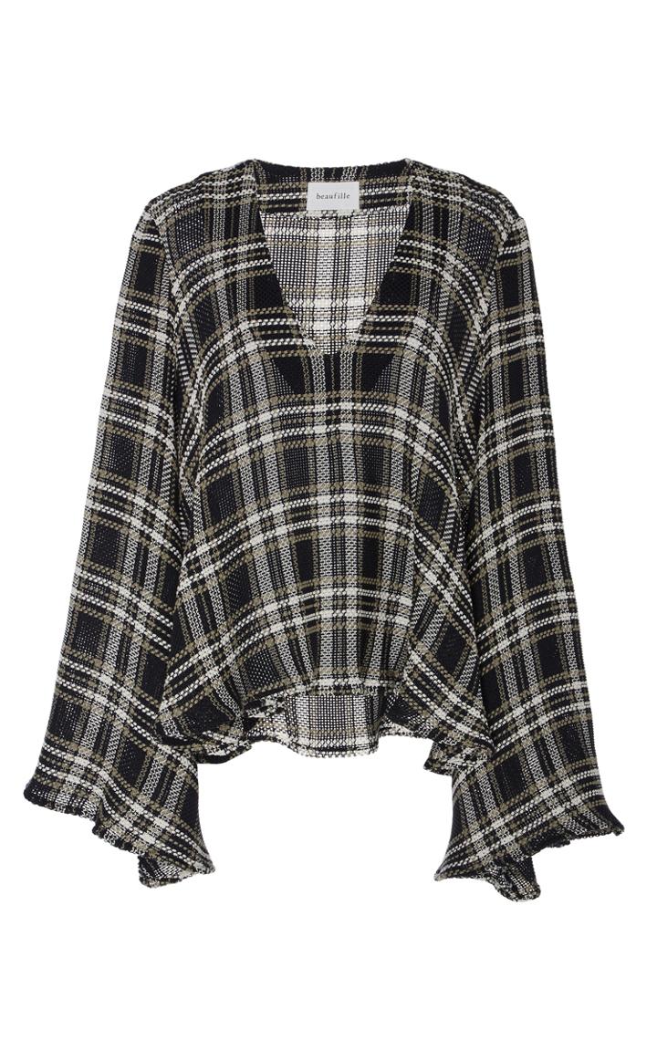 Beaufille Calypso V-neck Plaid Sweater
