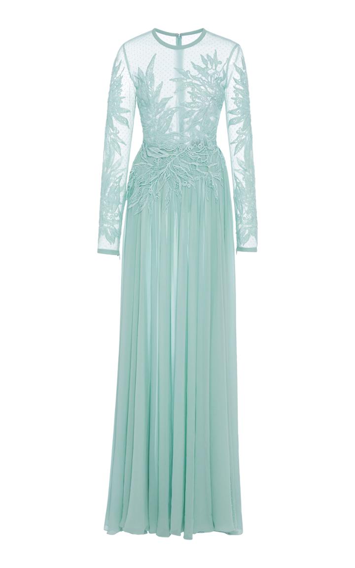 Elie Saab Macram Long Sleeve Gown