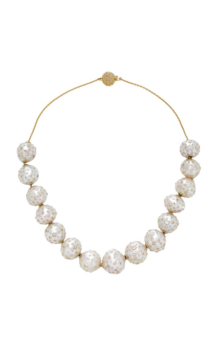 Renee Lewis 18k Gold Diamond And Pearl Necklace