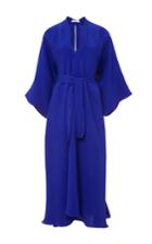 Tome Cobalt Blue Silk Crepe V Neck Dress