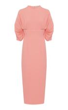 Emilia Wickstead Helga Gathered Shell Sleeve Midi Dress