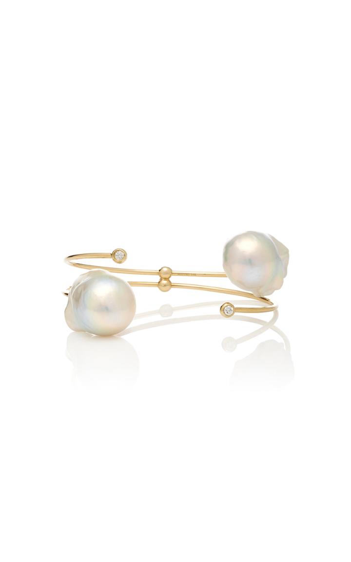 Mizuki Double Freshwater Pearl And Diamond Bracelet