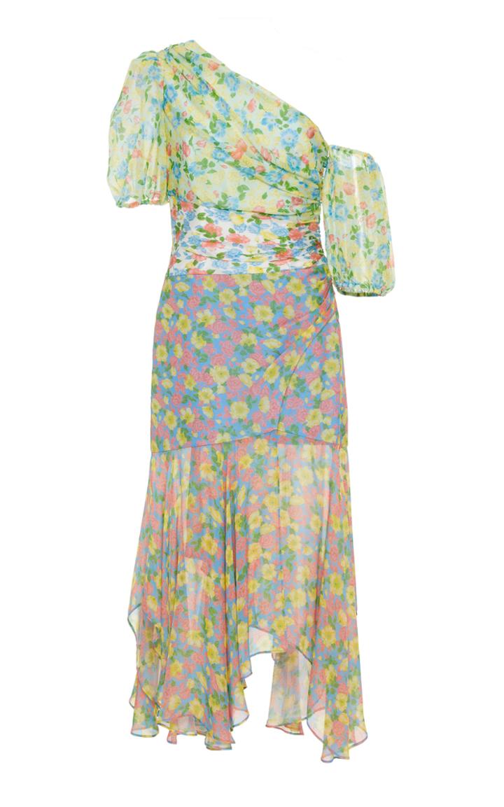 Moda Operandi Amur Jaylah Asymmetrical Shoulder Silk Midi Dress Size: 00