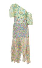 Moda Operandi Amur Jaylah Asymmetrical Shoulder Silk Midi Dress Size: 00