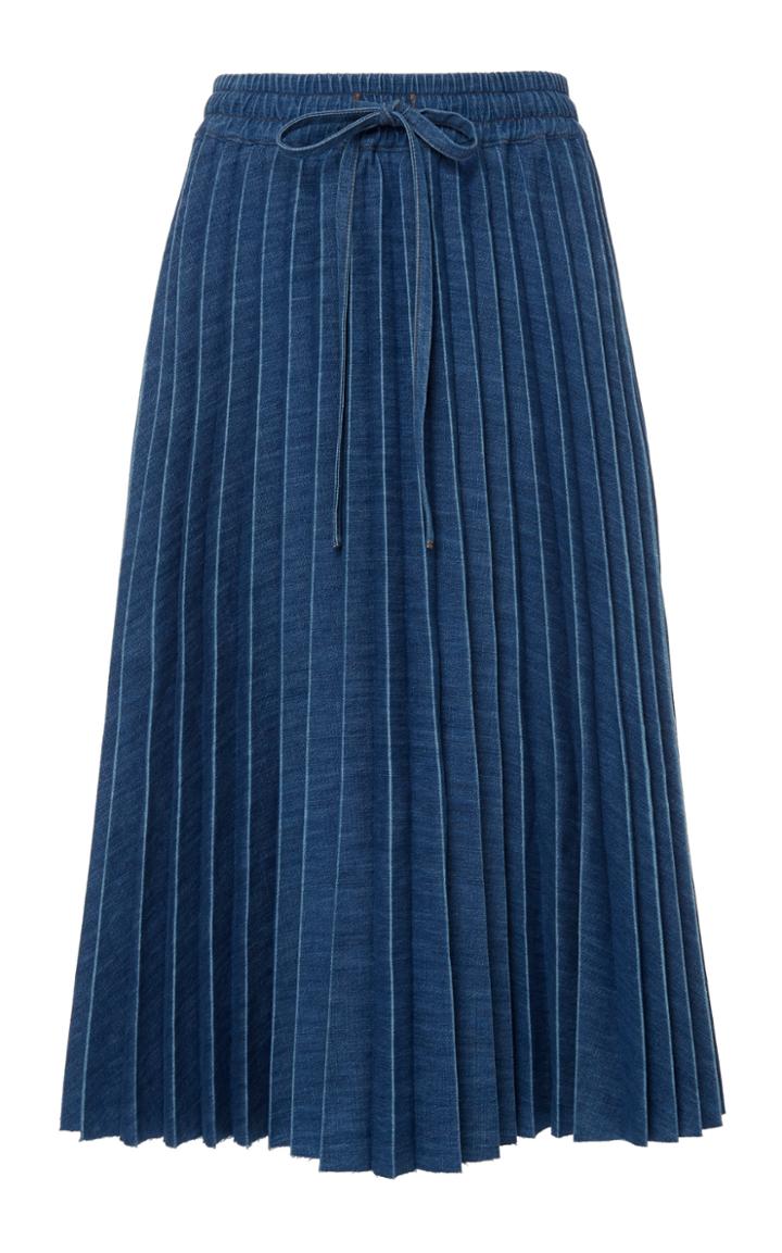 Red Valentino Pleated Denim Skirt