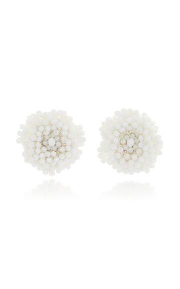 Bibi Marini White Beaded Blossom Earrings