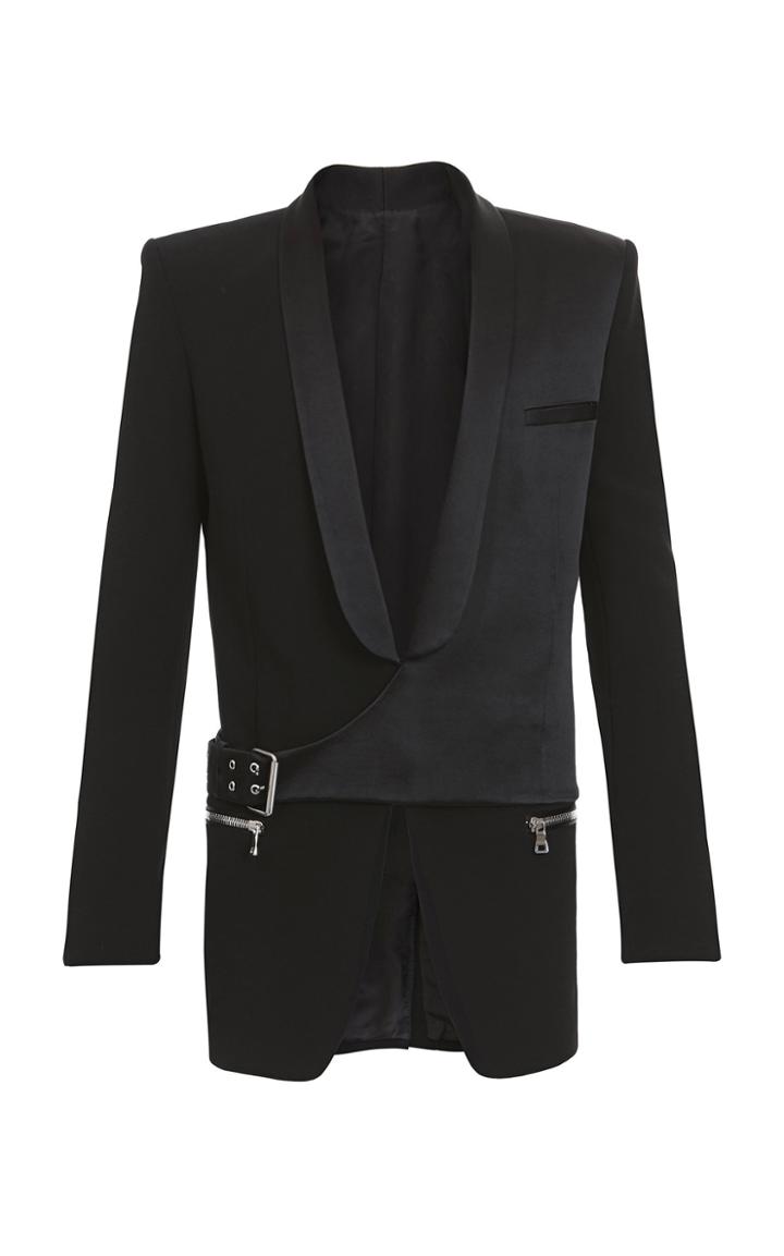 Balmain Shawl Collar Crepe Jacket With Belt