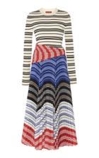 Moda Operandi Altuzarra Woodbine Striped Pliss Midi Dress Size: 36