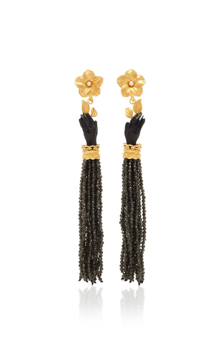 Of Rare Origin Obsidian And Ebony Bloom Earrings