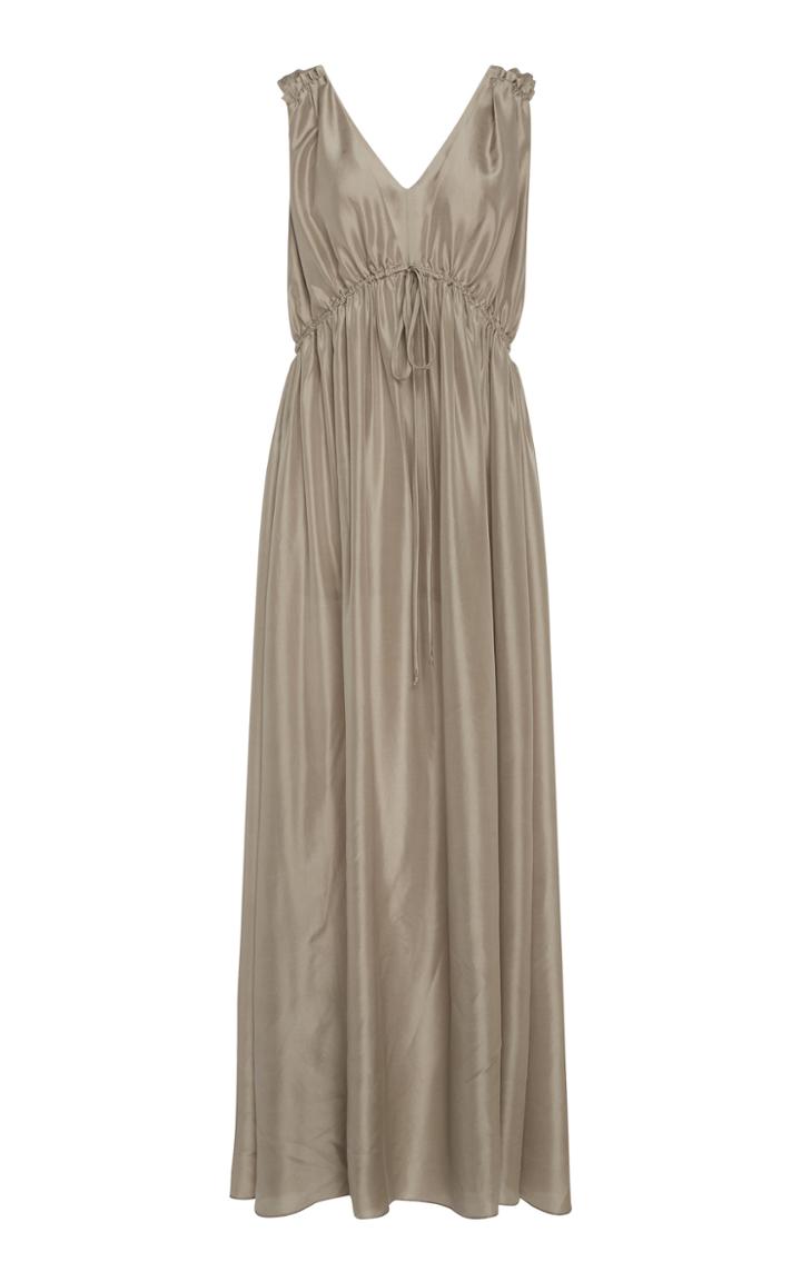 Loup Charmant Sirena V-neck Ruched Silk Gown