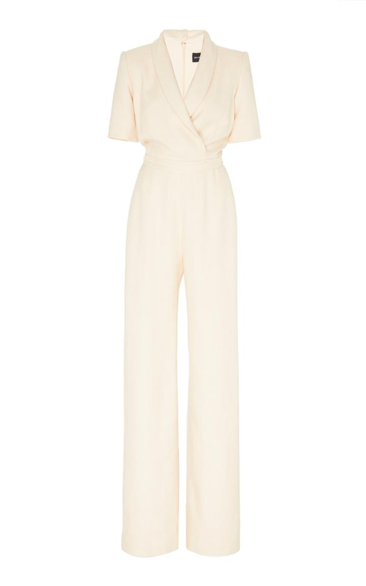 Moda Operandi Brandon Maxwell Shawl Collar Jumpsuit With Short Sleeves Size: 0